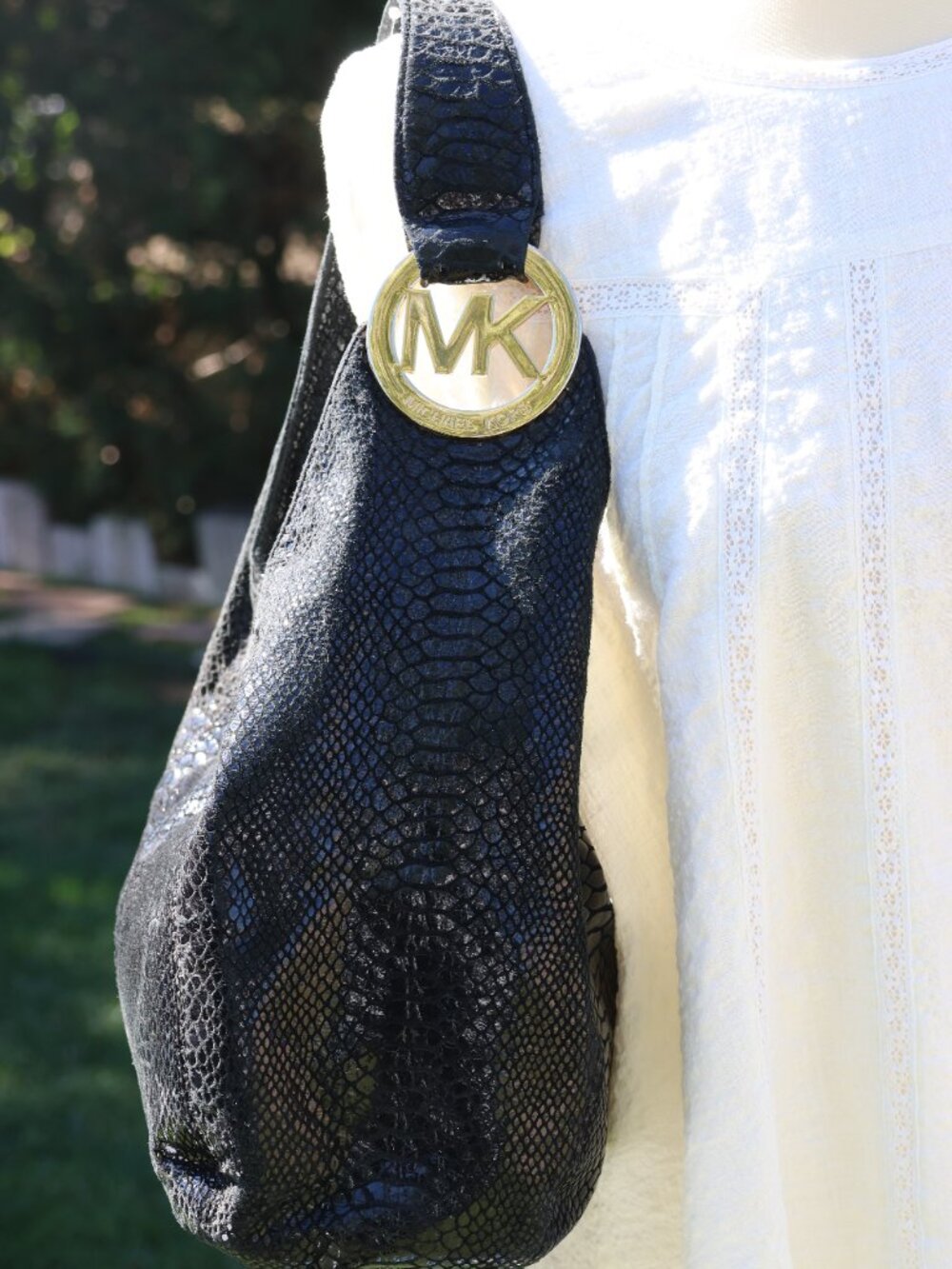 Michael Kors Black Rattlesnake Print Hobo Shoulder Bag